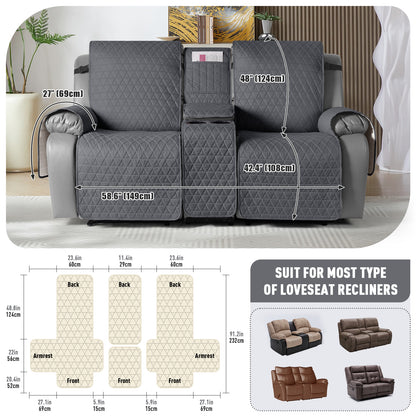 TAOCOCO 100% Waterproof Loveseat Recliner Covers with Console