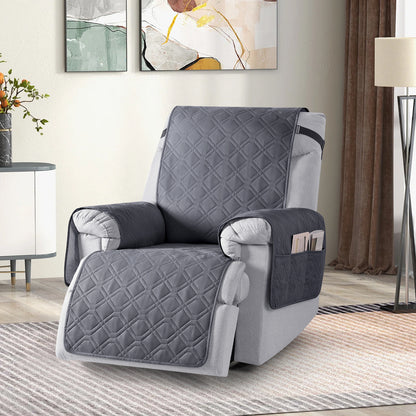 TAOCOCO 1 Seater Recliner Sofa Cover - Waterproof & Anti-Slip Armchair Slipcover - Reclining Chair Protector with Storage Pockets - Washable Furniture Cover for Dogs & Cats (Dark Grey,25“ Seat Width)