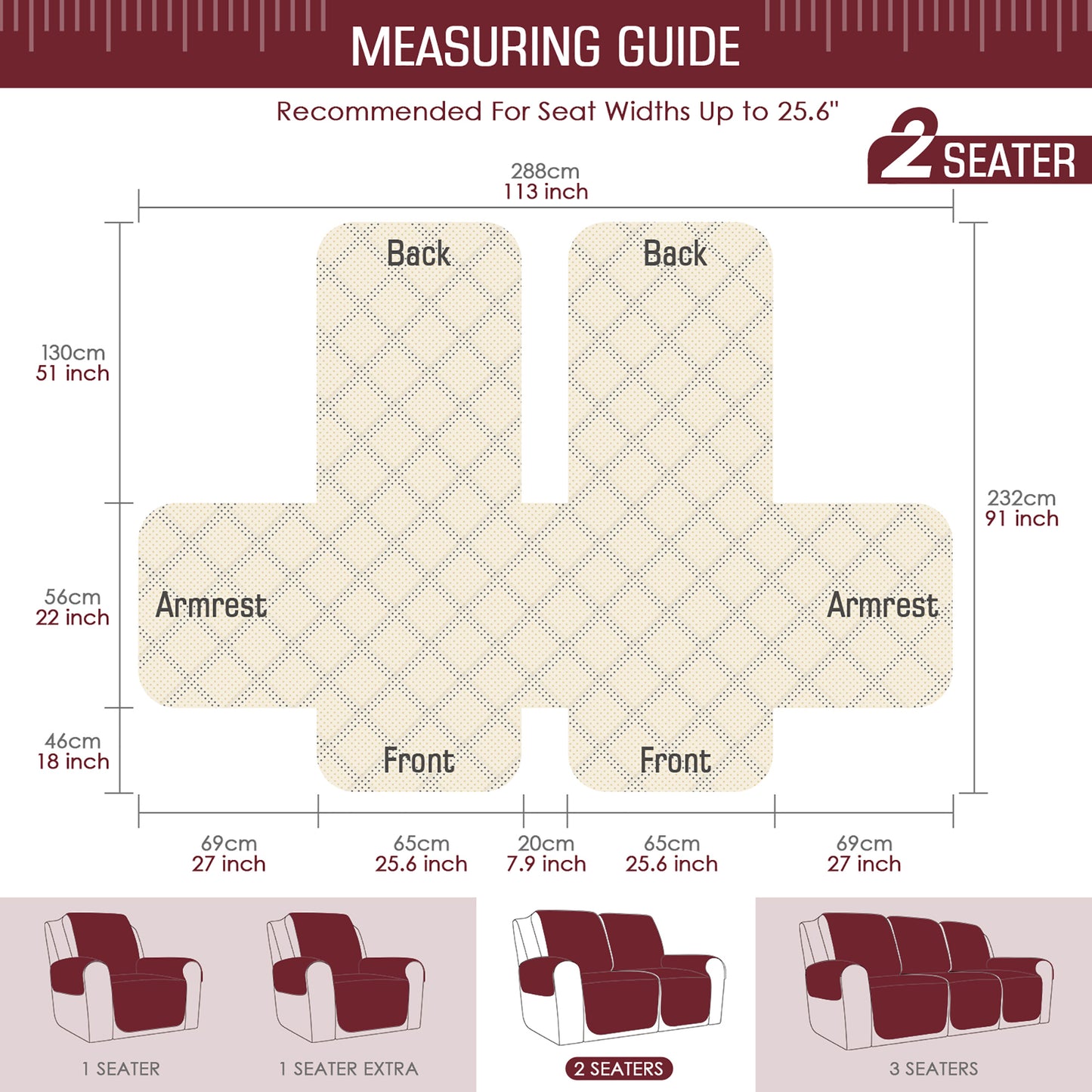 TAOCOCO Recliner Sofa Covers for 2/3 seat Couch