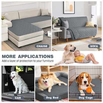 TAOCOCO Reversible Waterproof Bed Spreads 175 * 210CM, Waterproof Dog Sofa Bed Cover, Furniture Sofa Slipcovers(Dark Grey, 68“*82”)