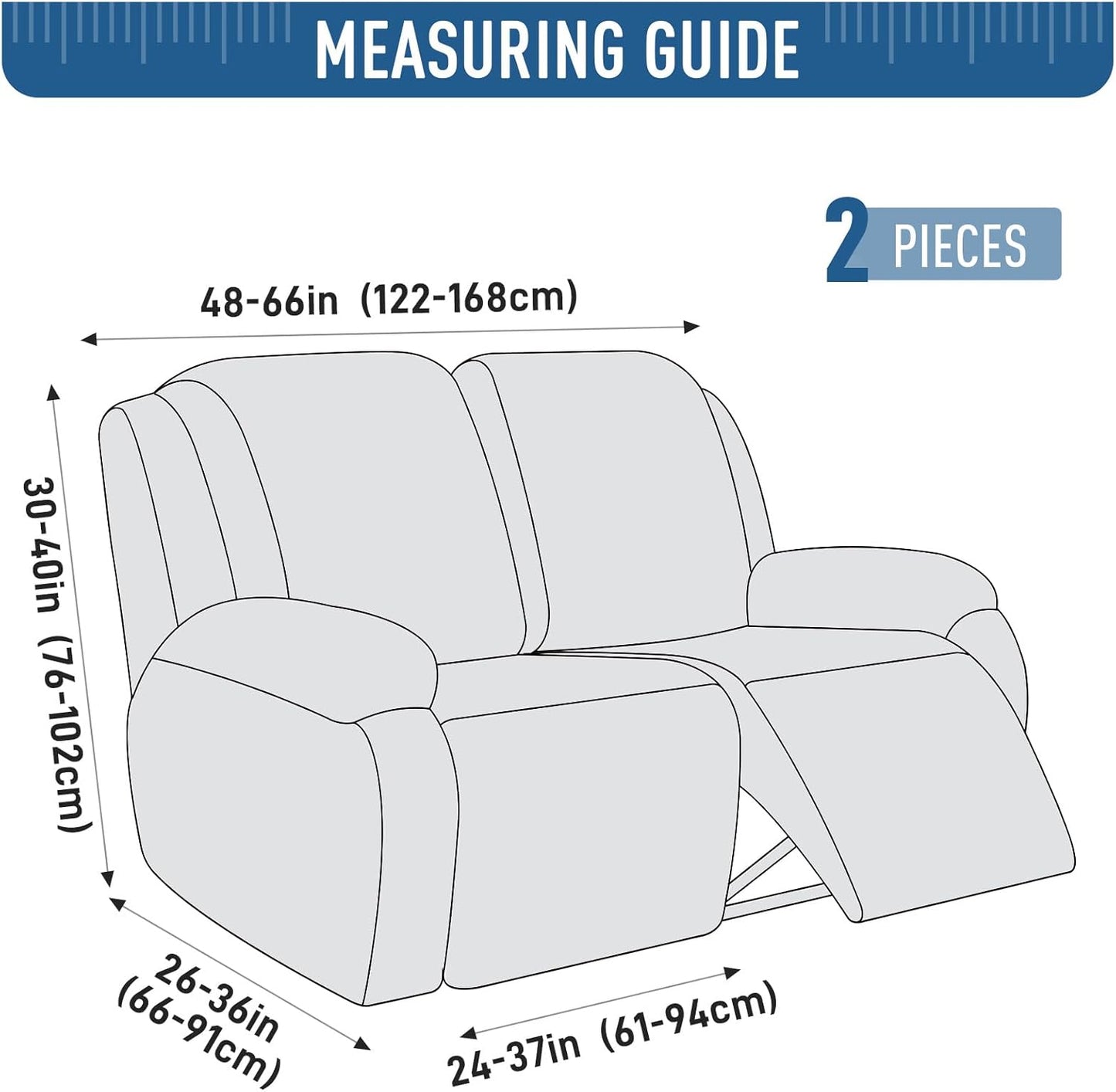 Stretch 3 Pieces Recliner Chair Covers - 1 Seater / 1 XL Seater / 2 Seater /2 XL Seater / 3 Seater