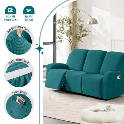 TAOCOCO Recliner Cover 8-Pieces Stretch Recliner Cover-3 Seat