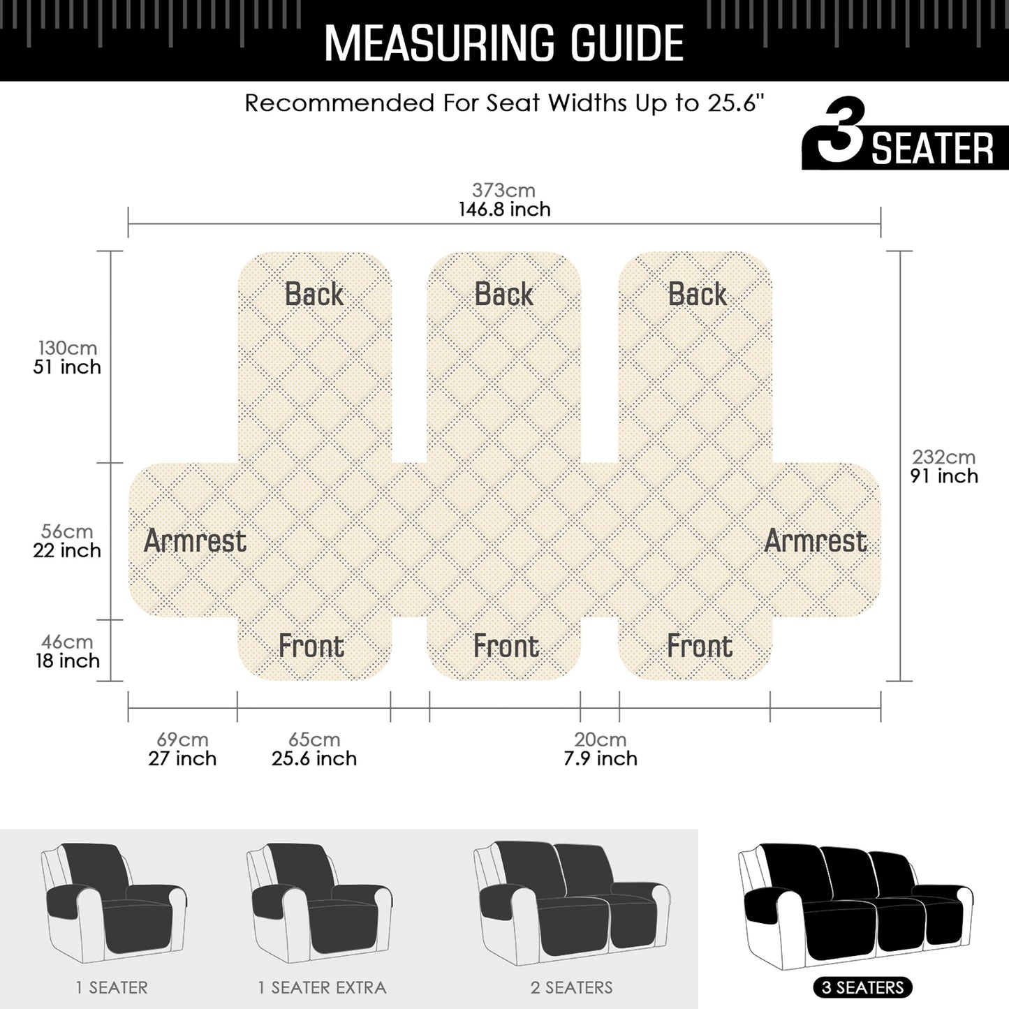 TAOCOCO Recliner Sofa Covers for 2/3 seat Couch