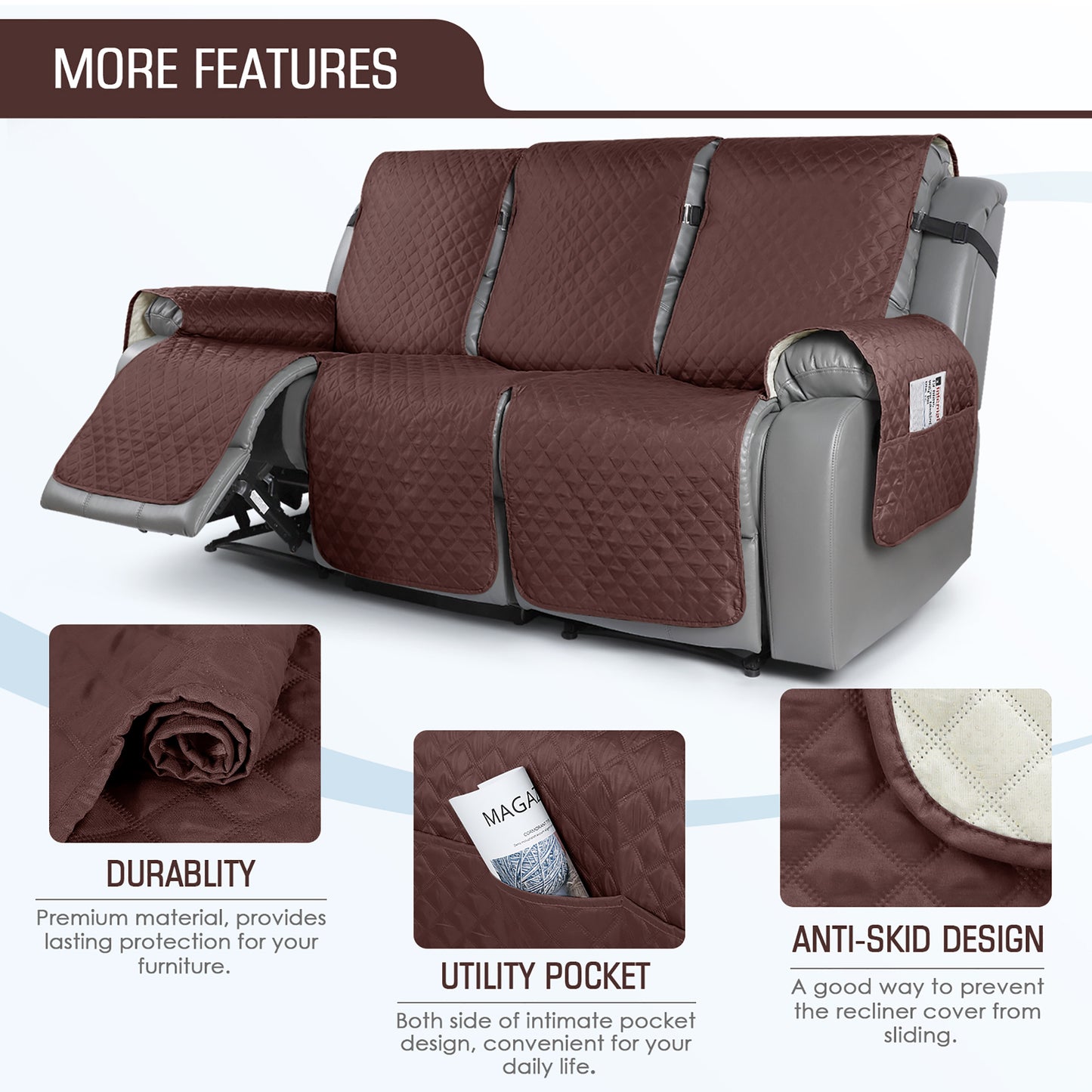 TAOCOCO Recliner Sofa Covers for 2/3 seat Couch