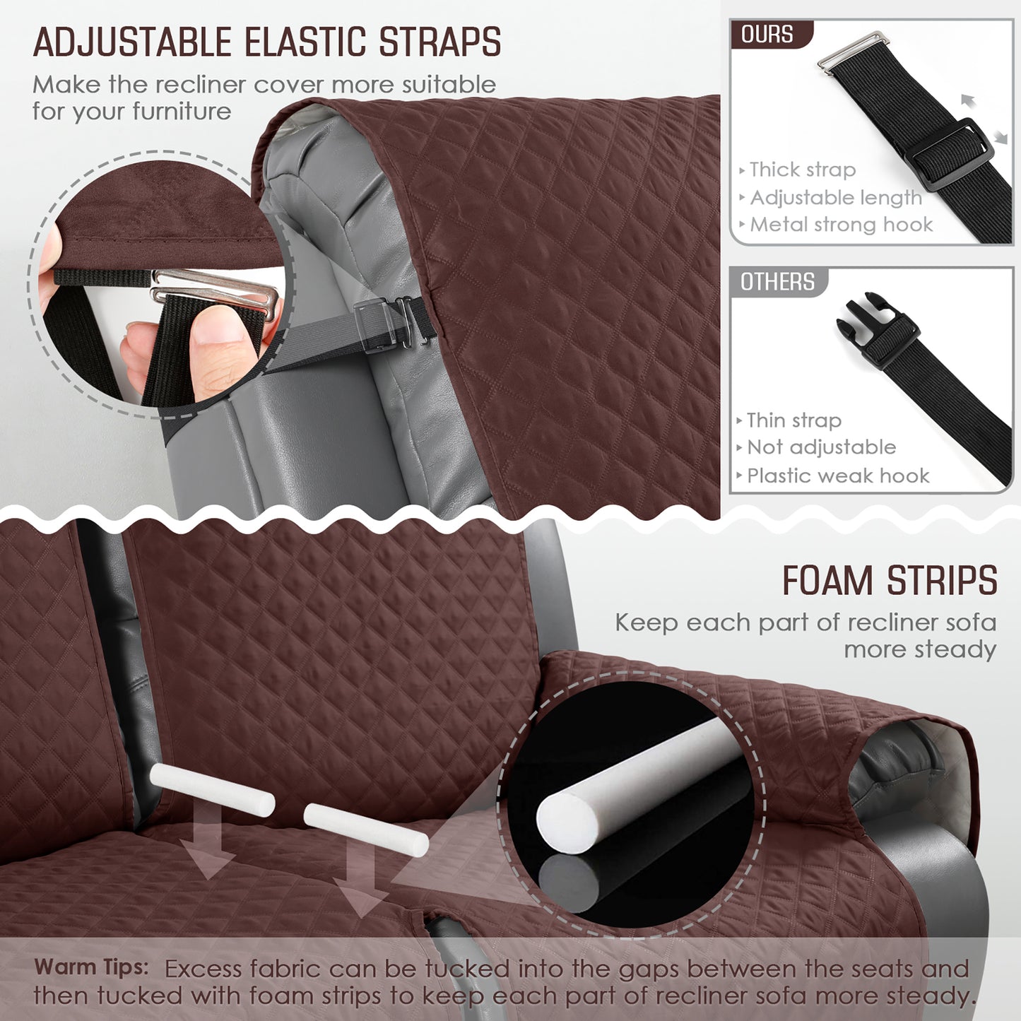TAOCOCO Recliner Sofa Covers for 2/3 seat Couch