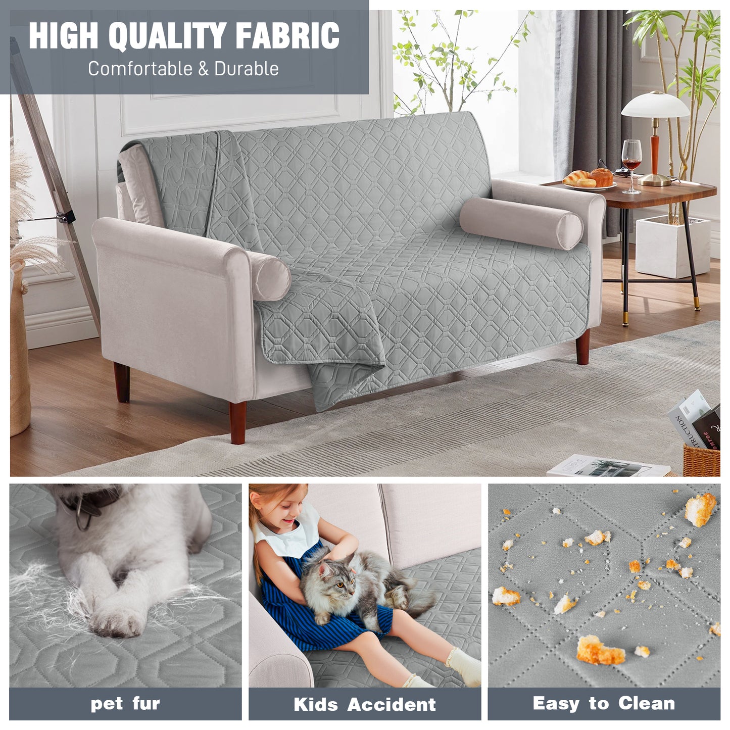 TAOCOCO Reversible Sofa Bed Cover, Sofa Covers, Couch Cover Furniture Protector Sofa Slipcovers suit for Queen Size Bed/Mattress /Big Sofa (Pale Grey, 175*210cm)