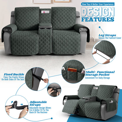 TAOCOCO 100% Waterproof Loveseat Recliner Cover with Center Console,  Washable Split Sofa Cover Protector for Pets Kids
