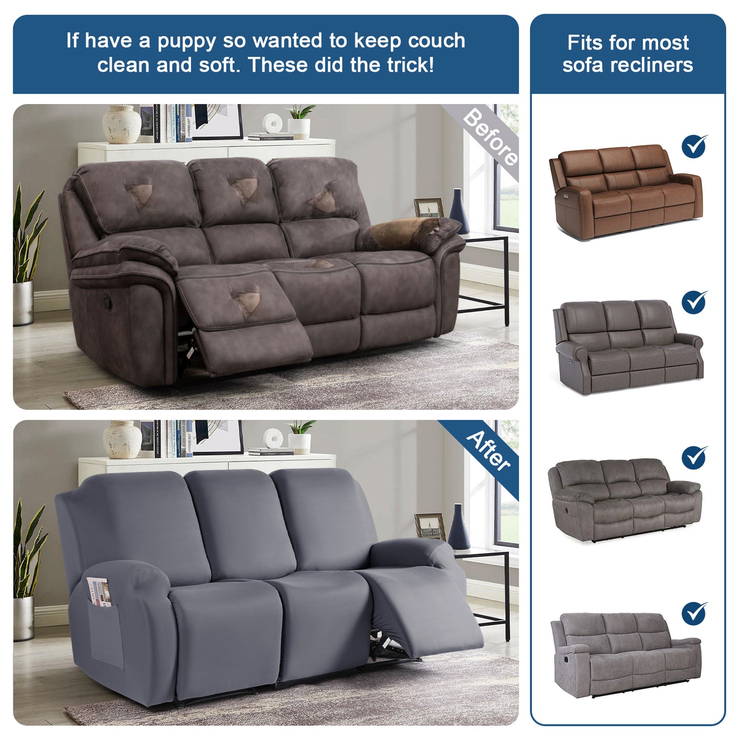 MMAMYT-Recliner Sofa Slipcover Reclining Covers for 2/3 Seater Couch