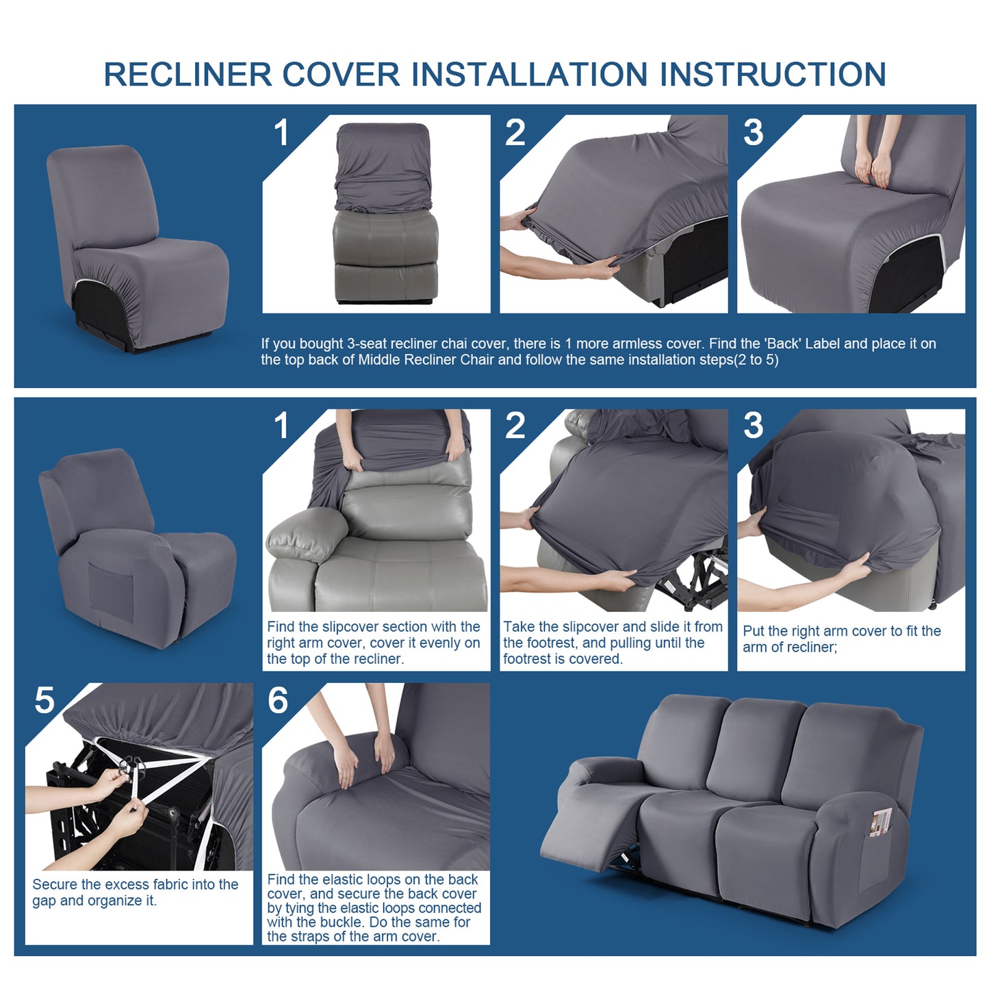 MMAMYT-Recliner Sofa Slipcover Reclining Covers for 2/3 Seater Couch