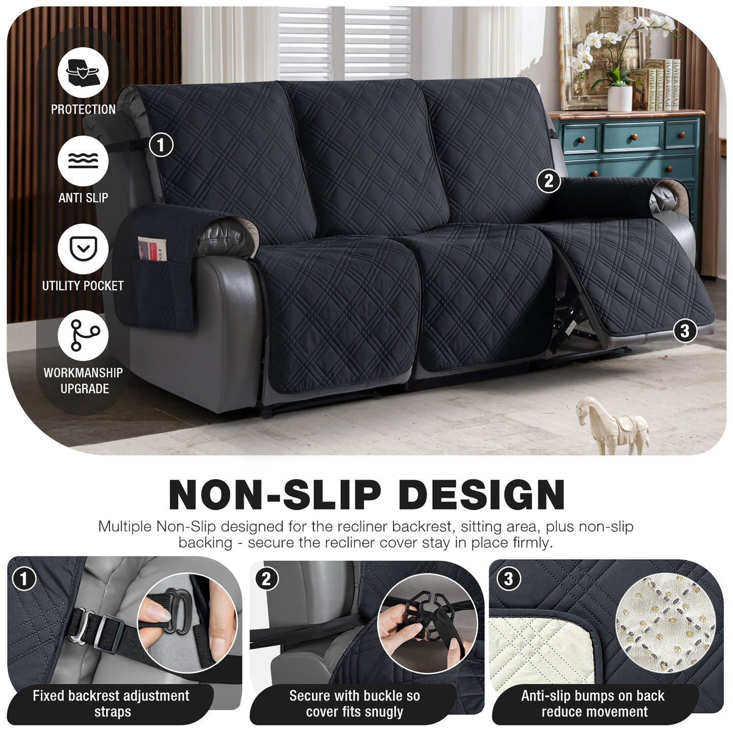 TAOCOCO Non-Slip Waterproof Recliner Sofa Covers