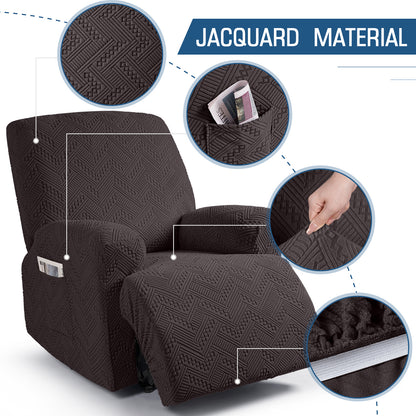 TAOCOCO Recliner Chair Cover, Stretch Sofa Cover 1 Seater With Arm Rest, Couch Cover Soft, Machine Washable Recliner Sofa Protector (Chocolate, 1 seater plus)