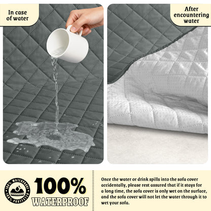 TAOCOCO 100% Waterproof Sofa Couch Covers 1/2/3/4 Seater, Anti Slip Washable Couch Slipcovers with Storage Pockets for Pets Kids