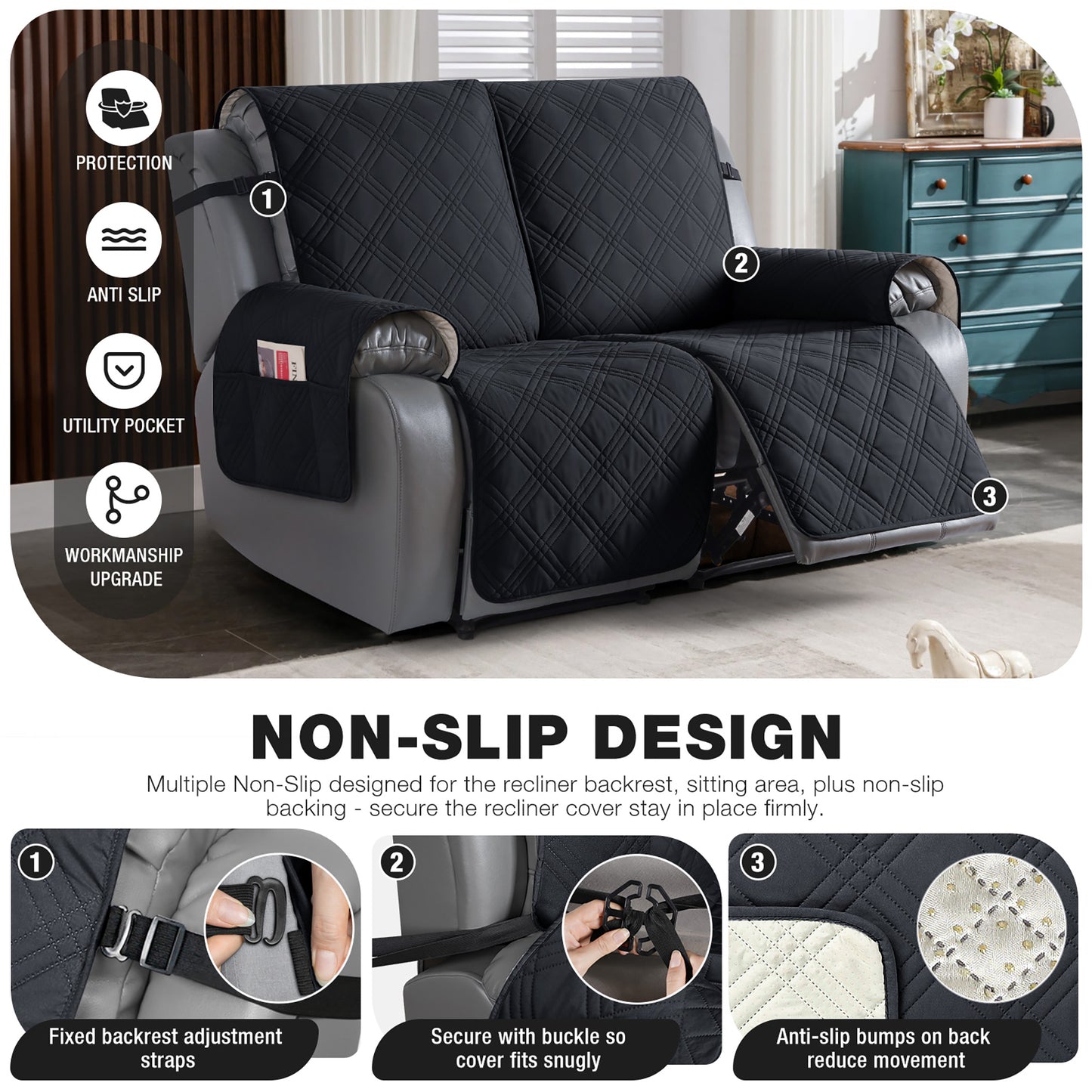 TAOCOCO Non-Slip Waterproof Recliner Sofa Covers
