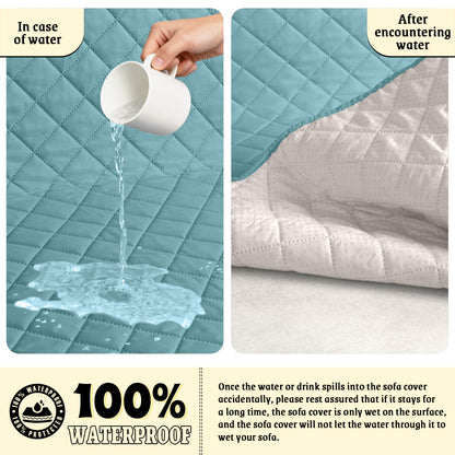 TAOCOCO Sofa Protector 100% Waterproof Sofa Covers 3 Seater,Sofa Slipcovers with Storage Pockets,Anti Slip Couch Covers(Sky Blue)