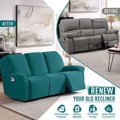TAOCOCO Recliner Cover 8-Pieces Stretch Recliner Cover-3 Seat