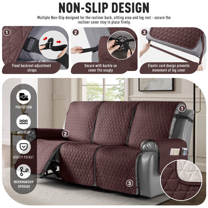 TAOCOCO 100% Waterproof 3-Seater Recliner Cover, One-Piece Non-Slip Washable Couch Protector