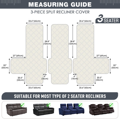 TAOCOCO Non-Slip Waterproof Recliner Sofa Covers- 2/3 Seater