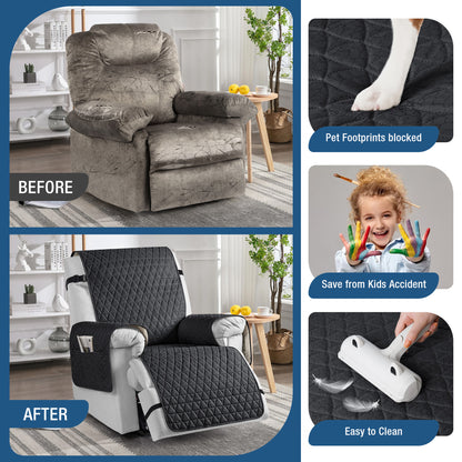 TAOCOCO Non Slip Solid Recliner Chair Covers with Pockets
