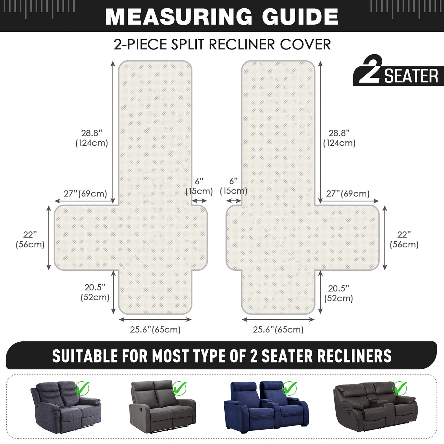 TAOCOCO Non-Slip Waterproof Recliner Sofa Covers