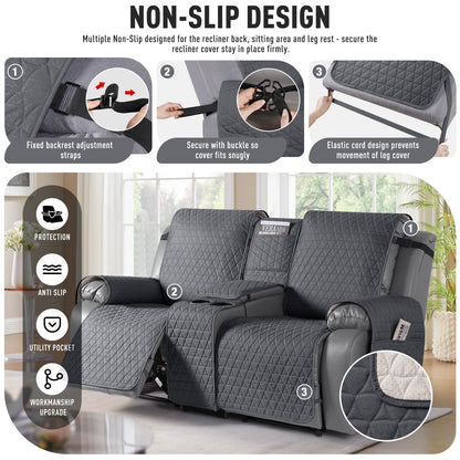 TAOCOCO 100% Waterproof Loveseat Recliner Covers with Console