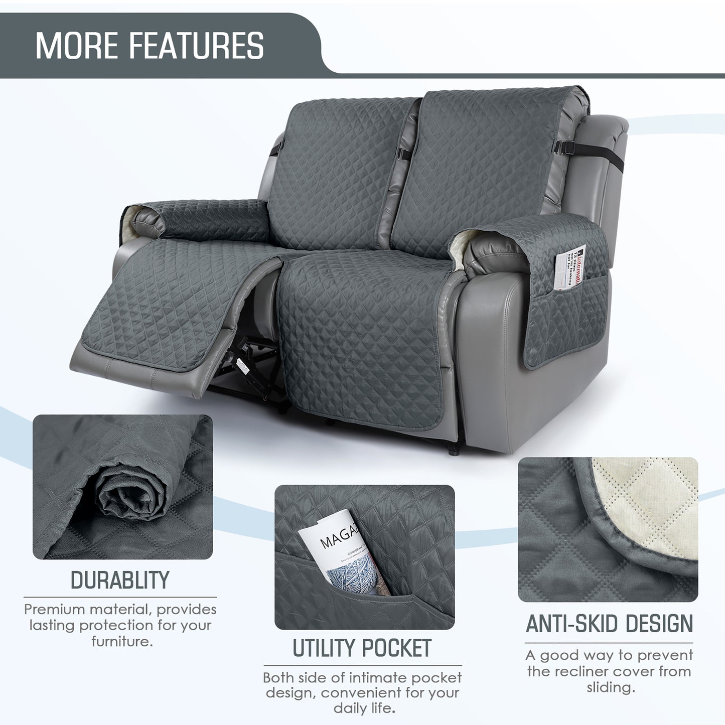 TAOCOCO Recliner Sofa Covers for 2/3 seat Couch