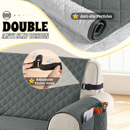 TAOCOCO 100% Waterproof Sofa Couch Covers 1/2/3/4 Seater, Anti Slip Washable Couch Slipcovers with Storage Pockets for Pets Kids