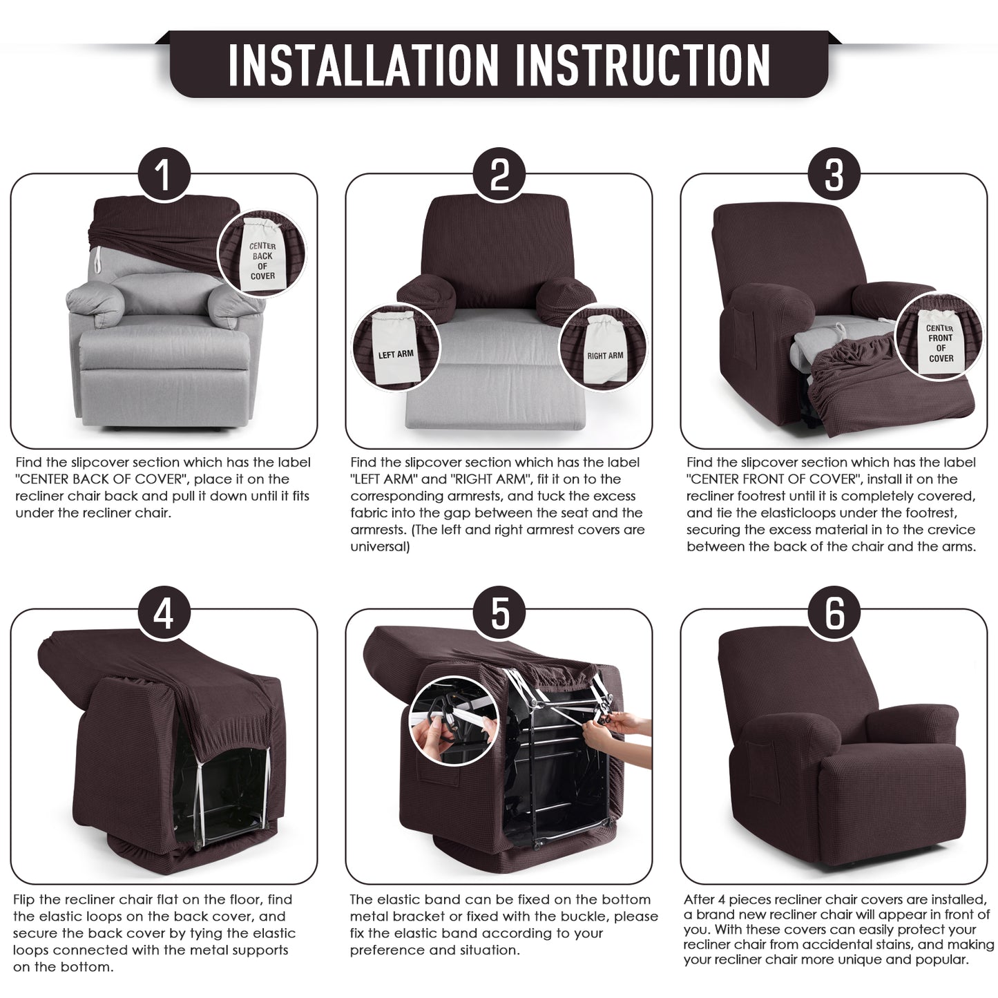 TAOCOCO Oversized 1-Seater Stretch Recliner Cover, Soft Jacquard Couch Protector