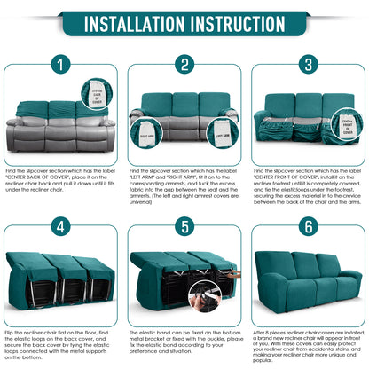 TAOCOCO Recliner Cover 8-Pieces Stretch Recliner Cover-3 Seat