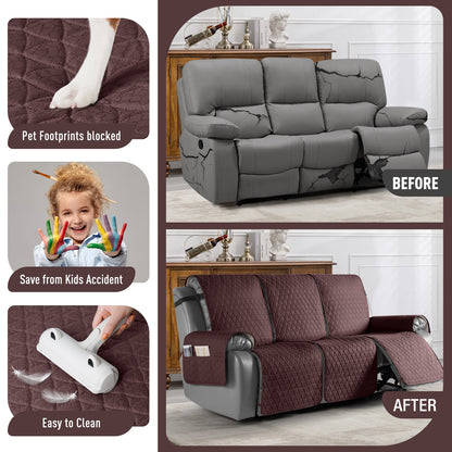 TAOCOCO 100% Waterproof 3-Seater Recliner Cover, One-Piece Non-Slip Washable Couch Protector