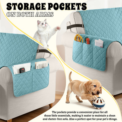 TAOCOCO Sofa Protector 100% Waterproof Sofa Covers 3 Seater,Sofa Slipcovers with Storage Pockets,Anti Slip Couch Covers(Sky Blue)