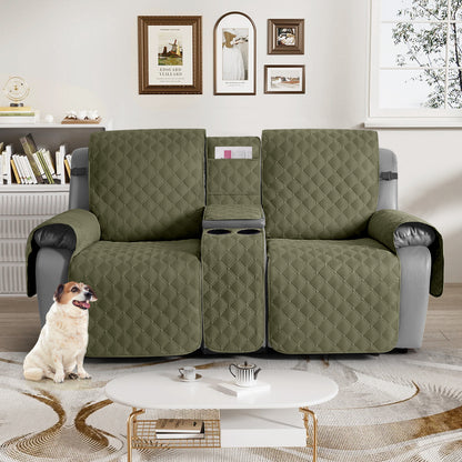 TAOCOCO 100% Waterproof Loveseat Recliner Cover with Center Console,  Washable Split Sofa Cover Protector for Pets Kids