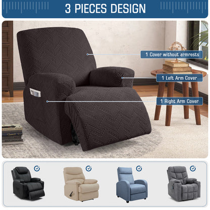 TAOCOCO Recliner Chair Cover, Stretch Sofa Cover 1 Seater With Arm Rest, Couch Cover Soft, Machine Washable Recliner Sofa Protector (Chocolate, 1 seater plus)