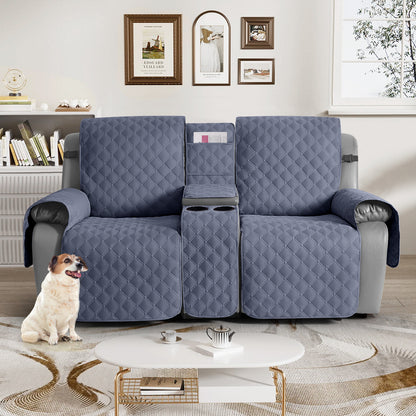 TAOCOCO 100% Waterproof Loveseat Recliner Cover with Center Console,  Washable Split Sofa Cover Protector for Pets Kids