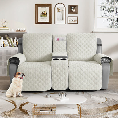TAOCOCO 100% Waterproof Loveseat Recliner Cover with Center Console,  Washable Split Sofa Cover Protector for Pets Kids