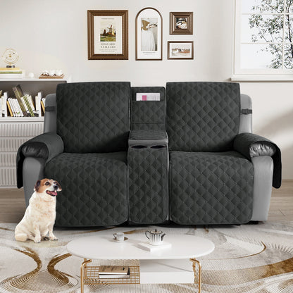 TAOCOCO 100% Waterproof Loveseat Recliner Cover with Center Console,  Washable Split Sofa Cover Protector for Pets Kids