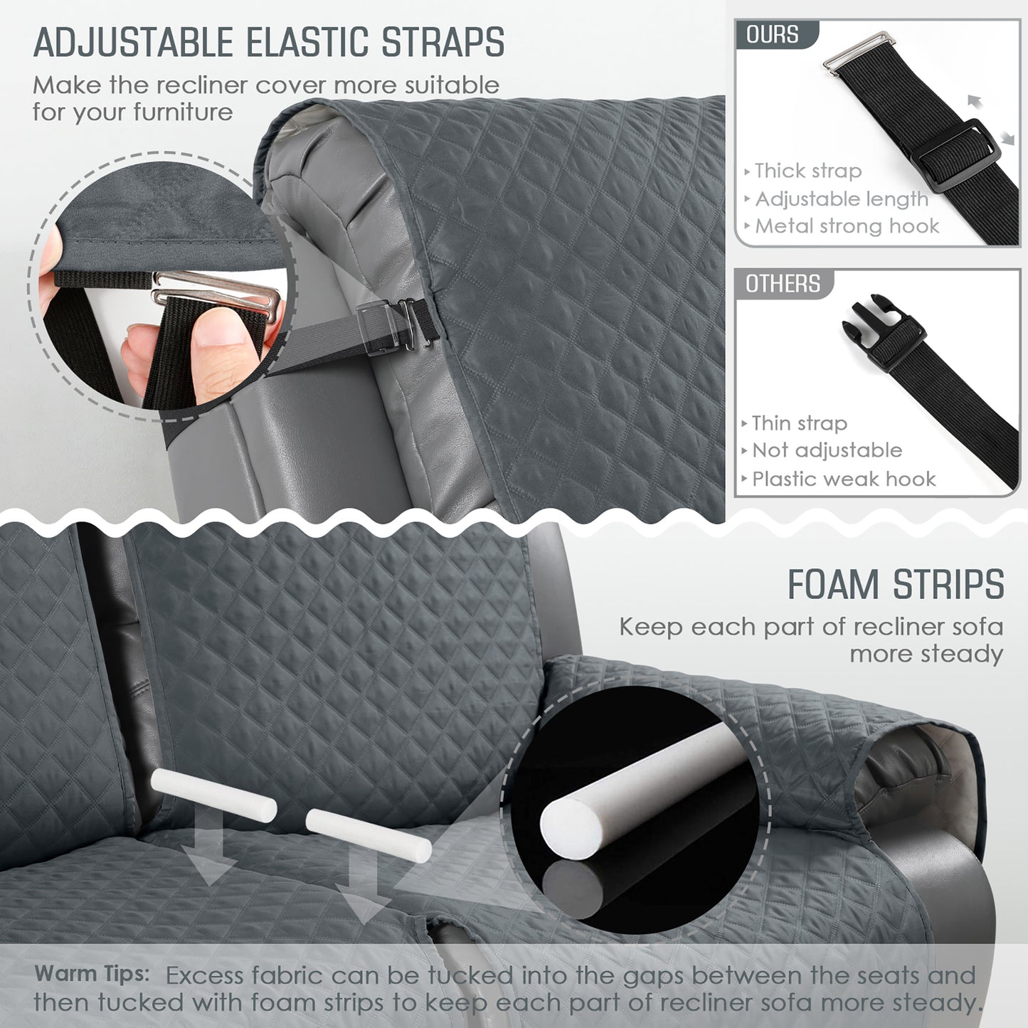 TAOCOCO Recliner Sofa Covers for 2/3 seat Couch