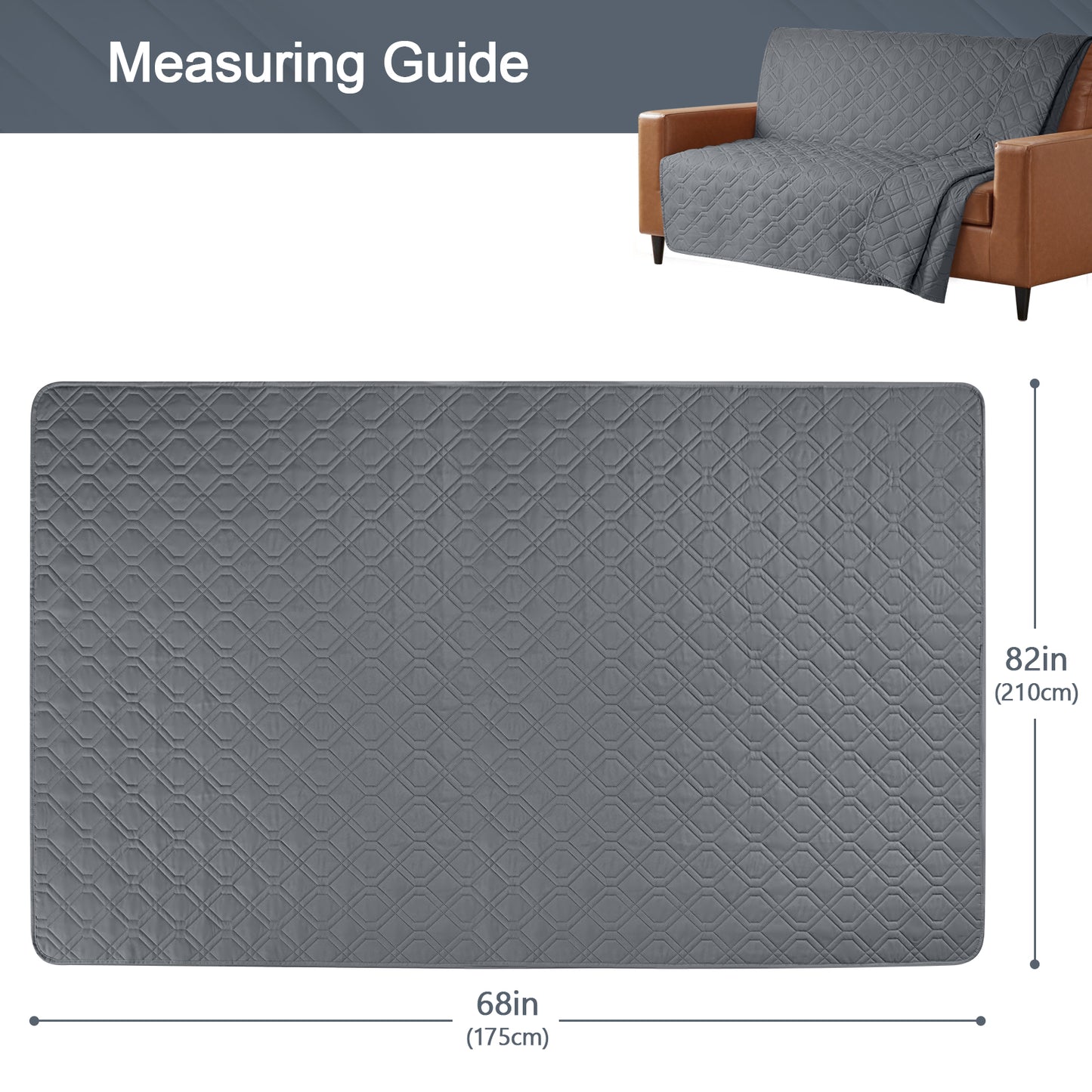 TAOCOCO Reversible Waterproof Bed Spreads 175 * 210CM, Waterproof Dog Sofa Bed Cover, Furniture Sofa Slipcovers(Dark Grey, 68“*82”)