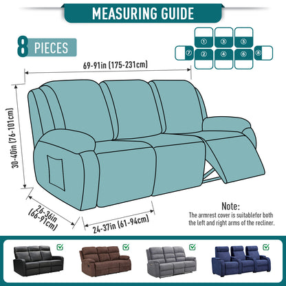 TAOCOCO Recliner Cover 8-Pieces Stretch Recliner Cover-3 Seat