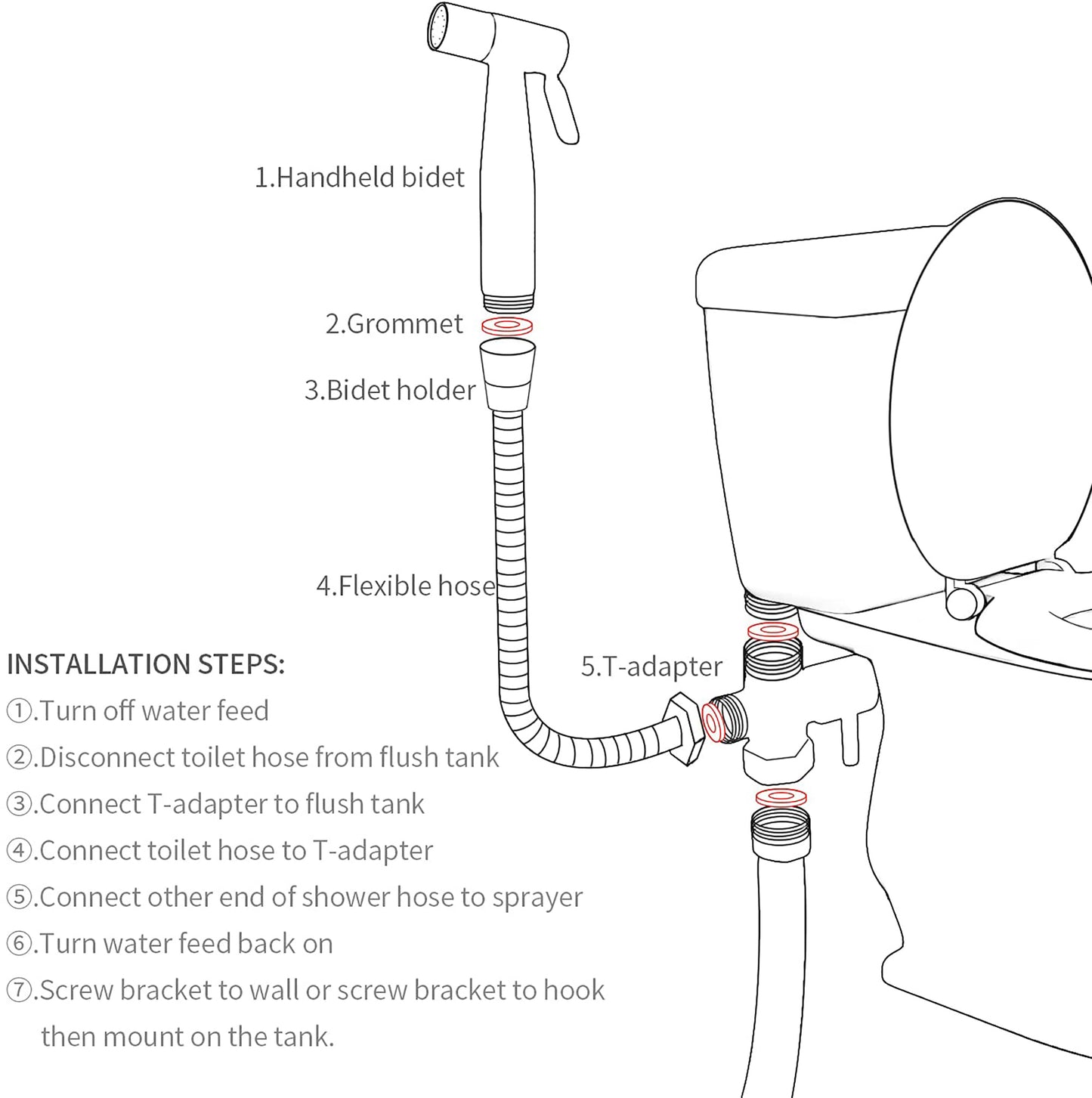 Handheld Bidet Sprayer for Toilet with Hose