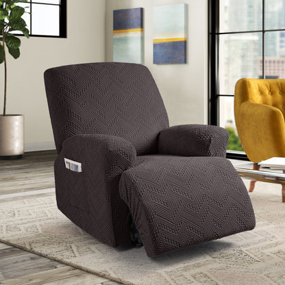 TAOCOCO Recliner Chair Cover, Stretch Sofa Cover 1 Seater With Arm Rest, Couch Cover Soft, Machine Washable Recliner Sofa Protector (Chocolate, 1 seater plus)