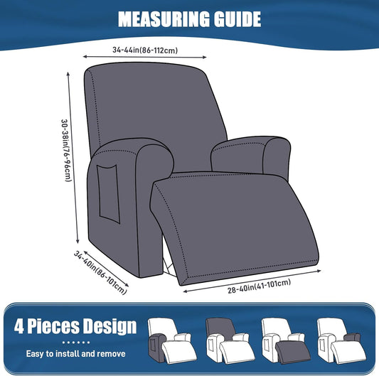 Recliner Chair Covers 4-Pieces for Oversized Recliner - 1 seat