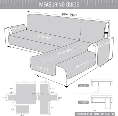 TAOCOCO 100% Waterproof 3-Piece Reversible L-Shaped Sectional Sofa Cover with Chaise, Small Size