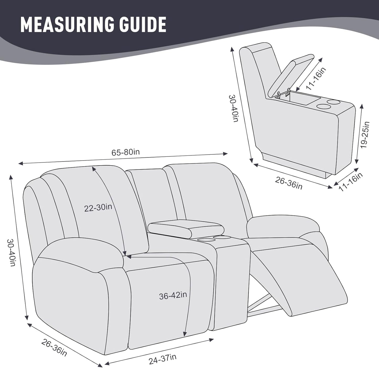 Loveseat Recliner Covers with Middle Console