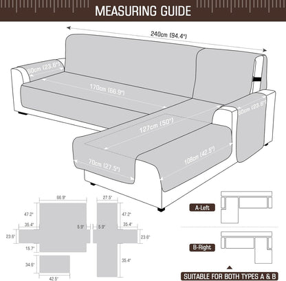 TAOCOCO 100% Waterproof 3-Piece Reversible L-Shaped Sectional Sofa Cover with Chaise, Large Size