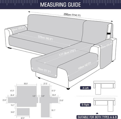 TAOCOCO 100% Waterproof 3-Piece Reversible L-Shaped Sectional Sofa Cover with Chaise,X-Large