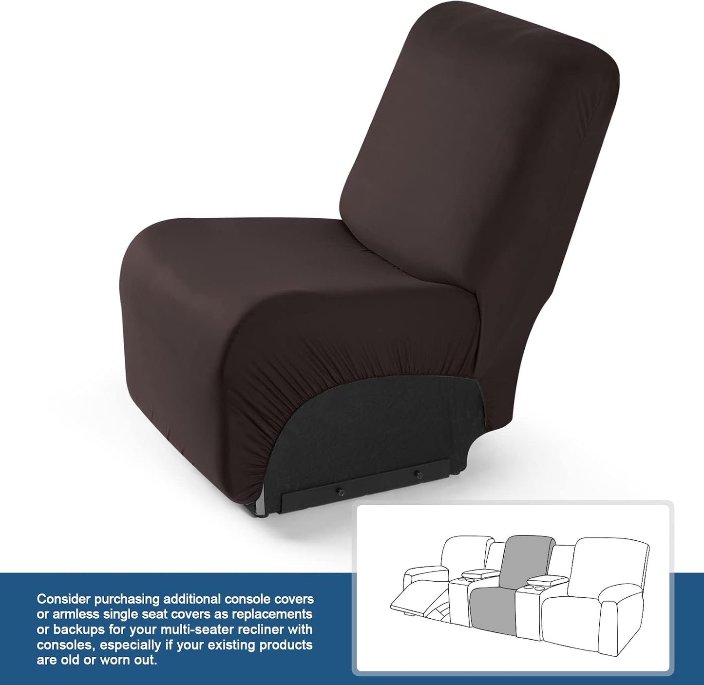 1 Seat Armless Polyester Fabric Seat Slipcover for Recliner Sofa Covers