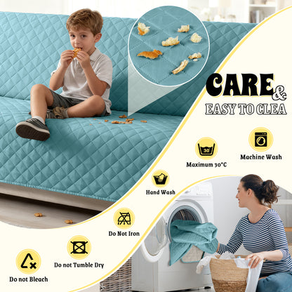 TAOCOCO Sofa Protector 100% Waterproof Sofa Covers 3 Seater,Sofa Slipcovers with Storage Pockets,Anti Slip Couch Covers(Sky Blue)