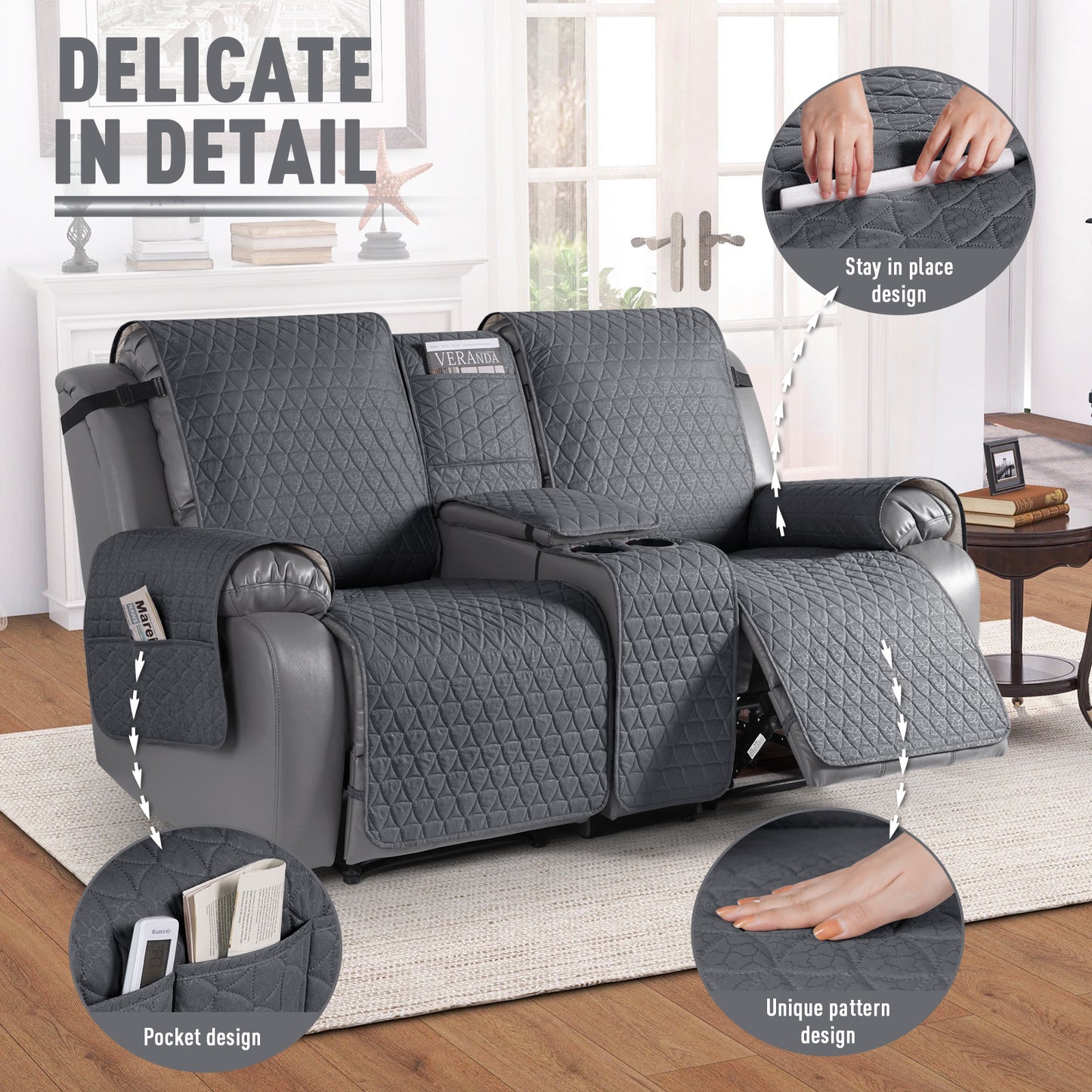 TAOCOCO 100% Waterproof Loveseat Recliner Covers with Console