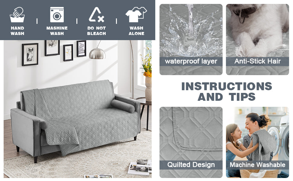 TAOCOCO Reversible Sofa Bed Cover, Sofa Covers, Couch Cover Furniture Protector Sofa Slipcovers suit for Queen Size Bed/Mattress /Big Sofa (Pale Grey, 175*210cm)