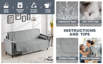 TAOCOCO Reversible Sofa Bed Cover, Sofa Covers, Couch Cover Furniture Protector Sofa Slipcovers suit for Queen Size Bed/Mattress /Big Sofa (Pale Grey, 175*210cm)